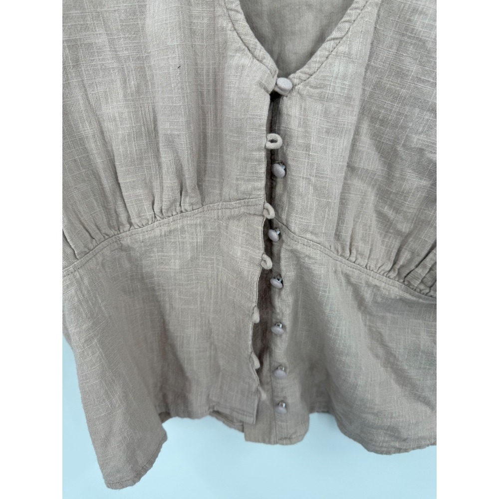 ABLE Women Mauve Cotton Gauze Button Front V-Neck 3/4 Sleeve Top Size S - Picture 7 of 9